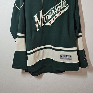 Reebok Minnesota Wild Dark Green and Cream Hockey Jersey